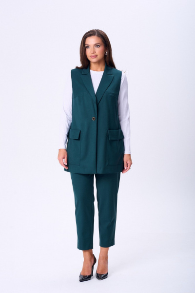 Брюки, жилет, лонгслив TVIN 7868 зеленый - фото 2