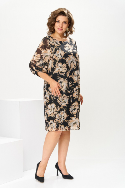 Платье Romanovich Style 1-2792 коричневые_цветы - фото 3