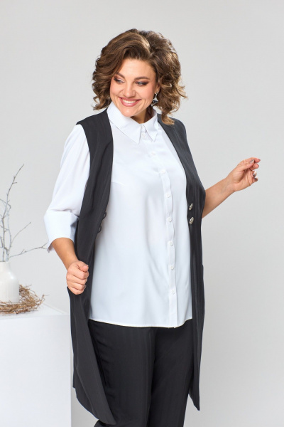 Блуза, брюки, жилет Romanovich Style 3-1759 черный/белый - фото 8