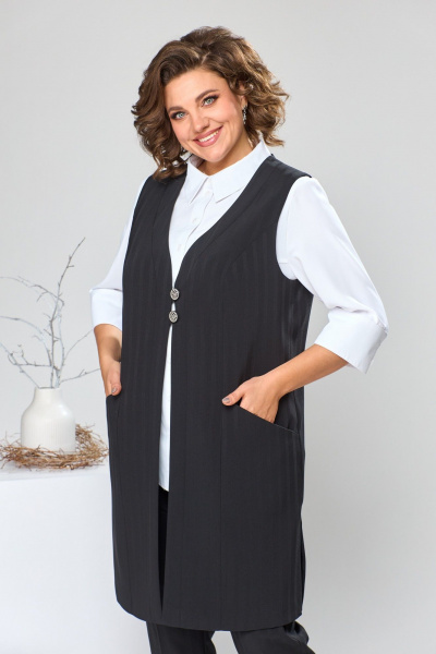 Блуза, брюки, жилет Romanovich Style 3-1759 черный/белый - фото 6
