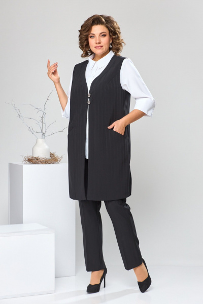 Блуза, брюки, жилет Romanovich Style 3-1759 черный/белый - фото 2
