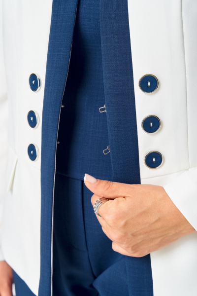 Брюки, жакет, топ ANASTASIA MAK 1123 синий+молочный - фото 11