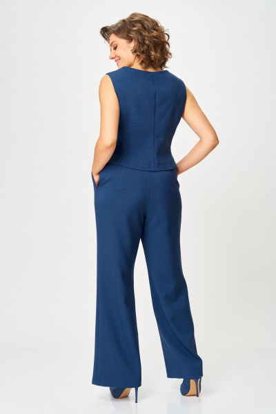 Брюки, жакет, топ ANASTASIA MAK 1123 синий+молочный - фото 14