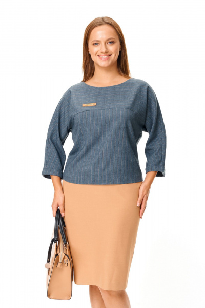 Блуза, юбка T&N 7683 синий-бежевый - фото 5
