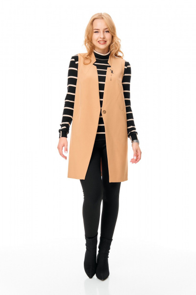 Водолазка, жилет, леггинсы T&N 7691 бежевый-черный - фото 6