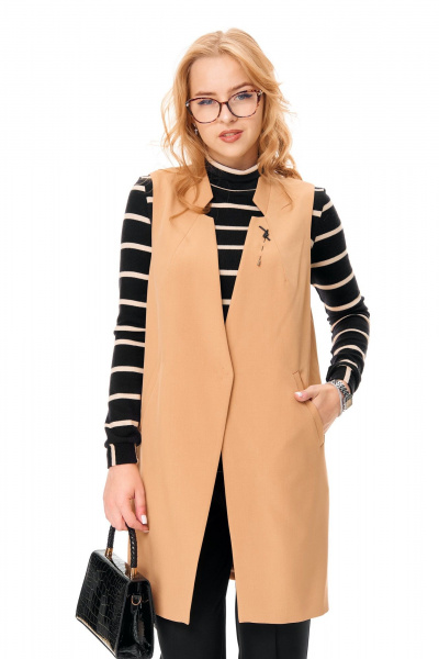 Брюки, водолазка, жилет T&N 7693 бежевый-черный - фото 10