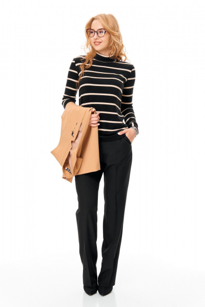 Брюки, водолазка, жилет T&N 7693 бежевый-черный - фото 6