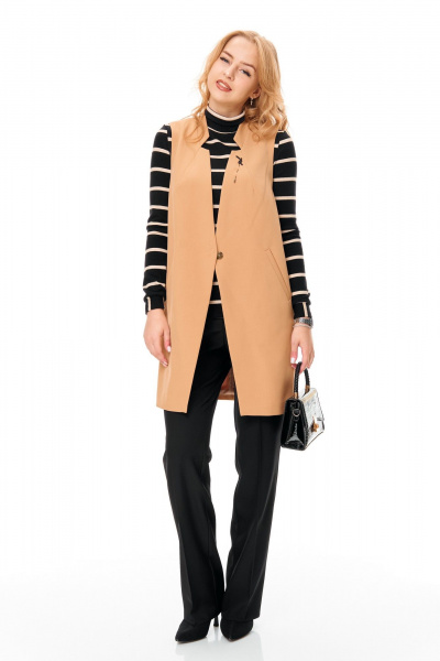 Брюки, водолазка, жилет T&N 7693 бежевый-черный - фото 2