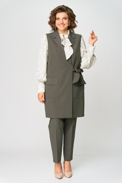 Блуза, брюки, жилет Svetlana-Style 1719 мох-молочный - фото 1