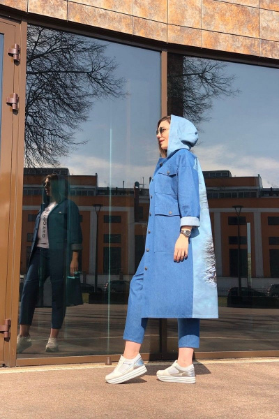 Брюки, майка, плащ Runella 1456 синий - фото 4