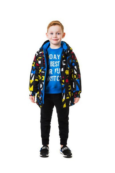 Зимняя куртка с ярким принтом из плащёвой ткани и текстиля Bell Bimbo 183028 набивка/василек - фото 1