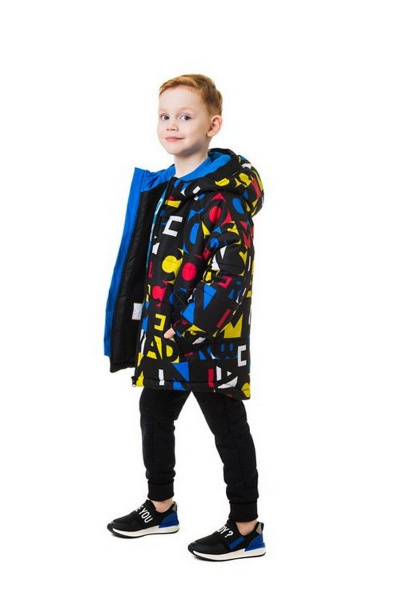 Зимняя куртка с ярким принтом из плащёвой ткани и текстиля Bell Bimbo 183028 набивка/василек - фото 2