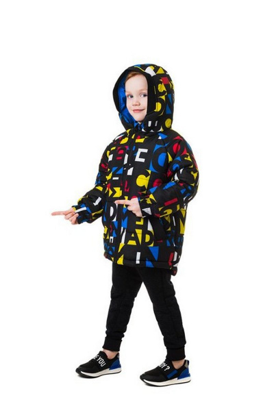 Зимняя куртка с ярким принтом из плащёвой ткани и текстиля Bell Bimbo 183028 набивка/василек - фото 3