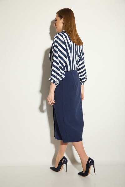 Платье Michel chic 2055 синий-полоска - фото 3