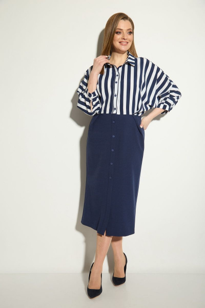 Платье Michel chic 2055 синий-полоска - фото 2