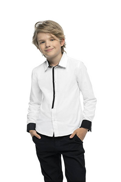 Деловая белая рубашка с контрастной отделкой Bell Bimbo 193162 белый - фото 1