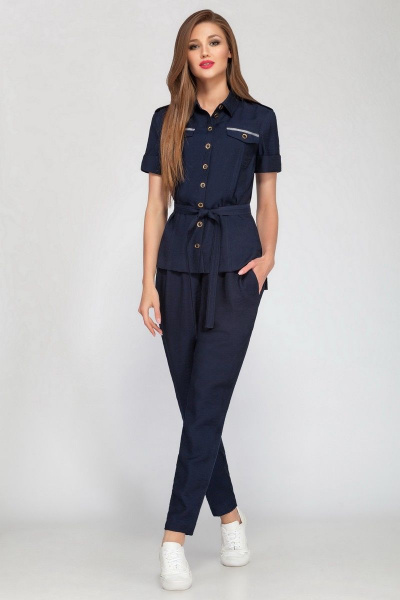 Рубашка и брюки стиль сафари из легкого текстиля LaKona 11115 синий - фото 1