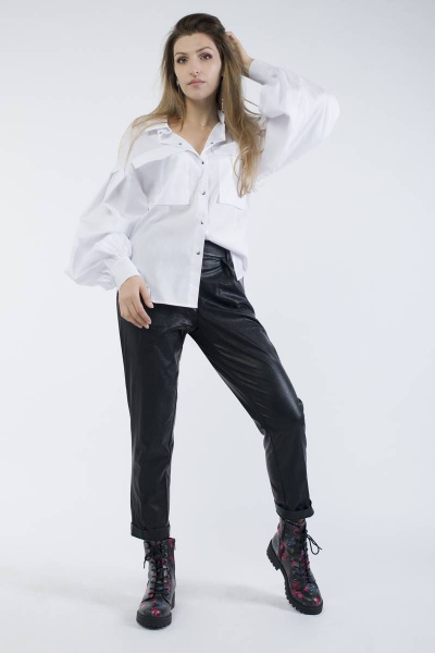 Блуза из текстиля с удлинением и карманами Effect-Style 805 белый - фото 5