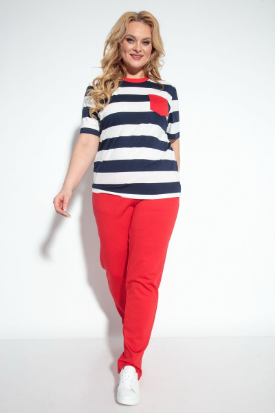 Брюки, футболка Michel chic 1170/1 красный-синий-белый - фото 1