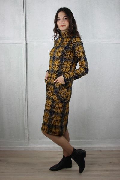 Платье шерстяное А-силуэт с карманами и молнией Полесье С4564-19 9С0173-Д43 164 м.синий - фото 4