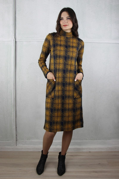 Платье шерстяное А-силуэт с карманами и молнией Полесье С4564-19 9С0173-Д43 164 м.синий - фото 1