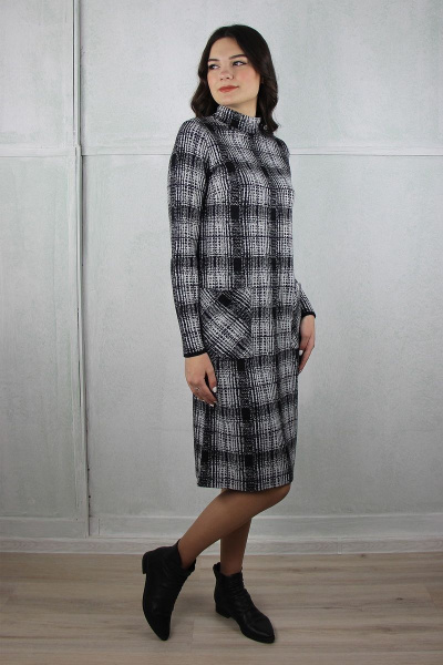 Платье шерстяное А-силуэт с карманами и молнией Полесье С4564-19 9С0173-Д43 164 черный - фото 1