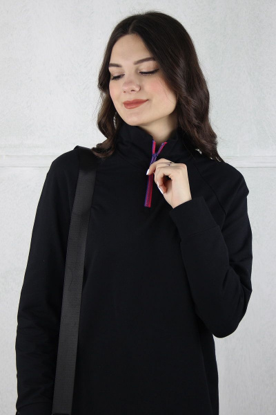Платье с разрезом и двойным воротником из хлопка Полесье С4631-20 0С2207-Д43 164 черный - фото 3