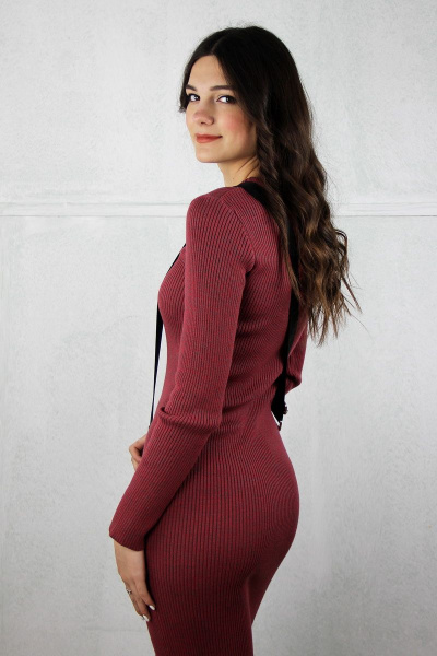 Платье прямое из трикотажа с длинным рукавом Полесье С4667-18 8С0213-Д43 164 хризантема+шерри - фото 4