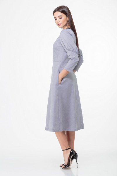 Платье на каждый день миди с декоративными вытачками Anelli 1000 пепельный - фото 7