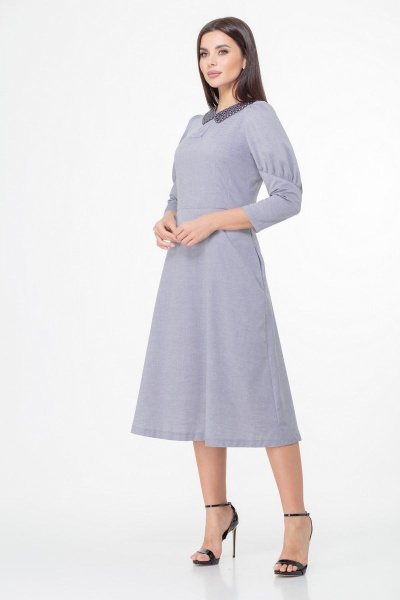 Платье на каждый день миди с декоративными вытачками Anelli 1000 пепельный - фото 4