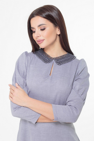 Платье на каждый день миди с декоративными вытачками Anelli 1000 пепельный - фото 3