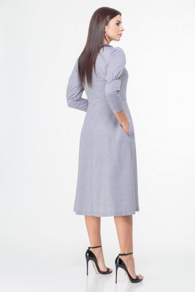 Платье на каждый день миди с декоративными вытачками Anelli 1000 пепельный - фото 2