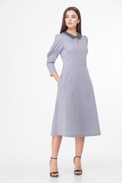 Платье на каждый день миди с декоративными вытачками Anelli 1000 пепельный - фото 1