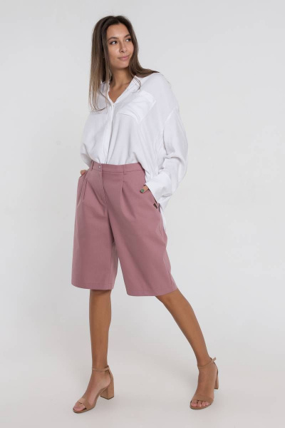 Шорты летние укороченные из хлопка с защипами Madech 20161 розово-коричневый - фото 8