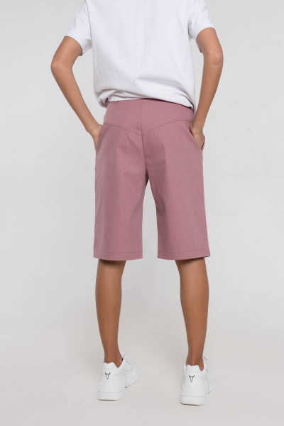 Шорты летние укороченные из хлопка с защипами Madech 20161 розово-коричневый - фото 3