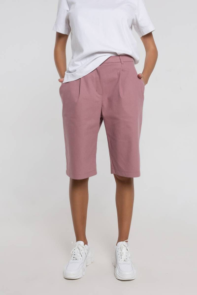 Шорты летние укороченные из хлопка с защипами Madech 20161 розово-коричневый - фото 7