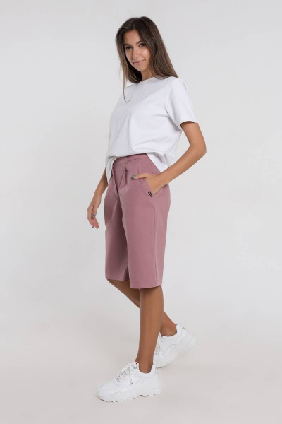 Шорты летние укороченные из хлопка с защипами Madech 20161 розово-коричневый - фото 6