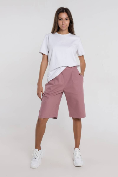 Шорты летние укороченные из хлопка с защипами Madech 20161 розово-коричневый - фото 2