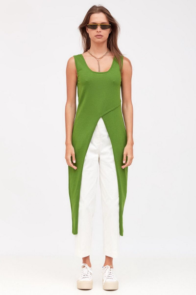 Туника из трикотажа с летним стилем и свободным кроем Favorini 31641 зеленый - фото 3