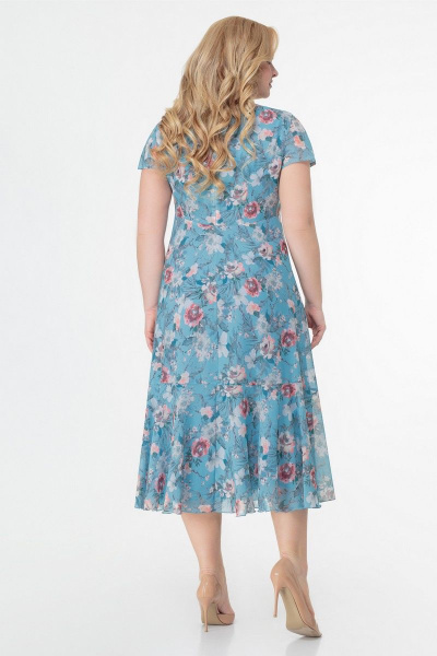 Демисезонный костюм 2-ка из текстиля и шифона Slaviaelit 166-2 голубой - фото 3