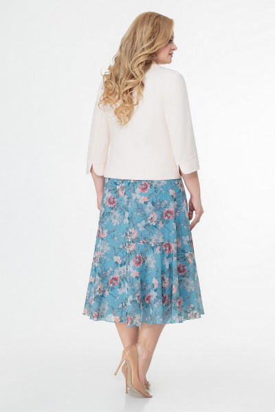 Демисезонный костюм 2-ка из текстиля и шифона Slaviaelit 166-2 голубой - фото 4