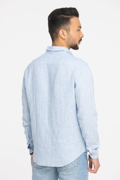 Рубашка мужская классическая из льна для делового стиля Cool Flax КФР002 голубой - фото 2
