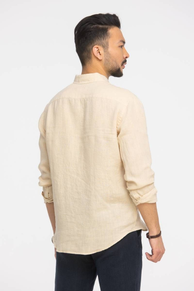 Рубашка мужская классическая из льна для делового стиля Cool Flax КФР002 шампань - фото 2