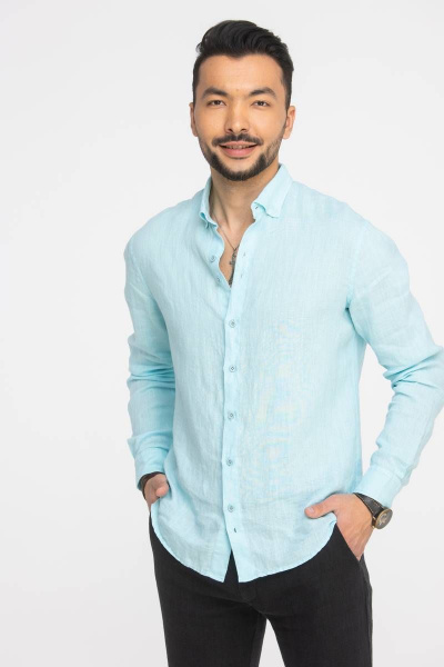 Рубашка Cool Flax КФР002 бирюза - фото 1
