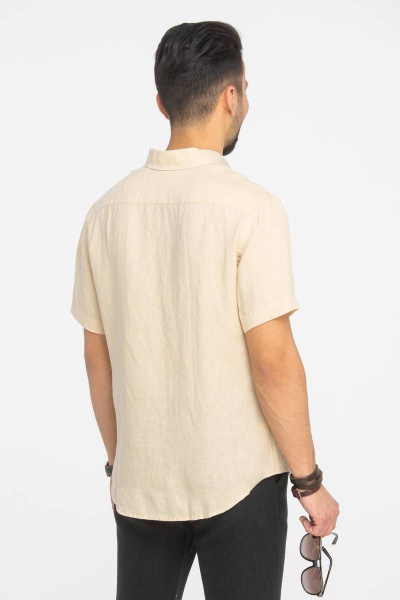 Рубашка мужская классическая из льна с коротким рукавом Cool Flax КФР001кор.рук  шампань - фото 2