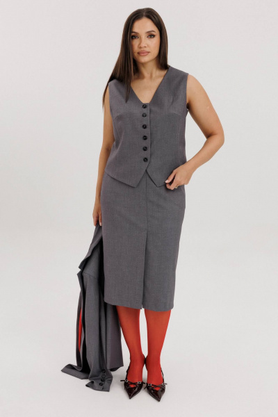 Костюм 3-ка из трикотажа с классическим жакетом и юбкой миди Fantazia Mod 4954 - фото 6