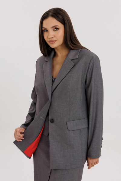 Костюм 3-ка из трикотажа с классическим жакетом и юбкой миди Fantazia Mod 4954 - фото 3