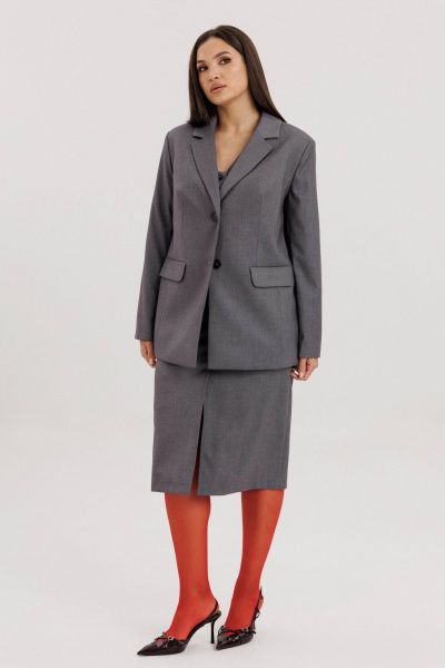 Костюм 3-ка из трикотажа с классическим жакетом и юбкой миди Fantazia Mod 4954 - фото 2