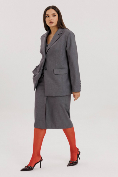 Костюм 3-ка из трикотажа с классическим жакетом и юбкой миди Fantazia Mod 4954 - фото 1