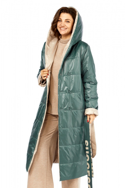 Пальто Диомант 1893 бежевый-зеленый - фото 17